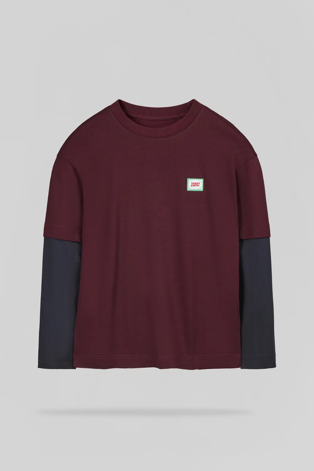 Teddy Smith T-Sly ML t-shirt ragazzo bordeaux maniche lunghe