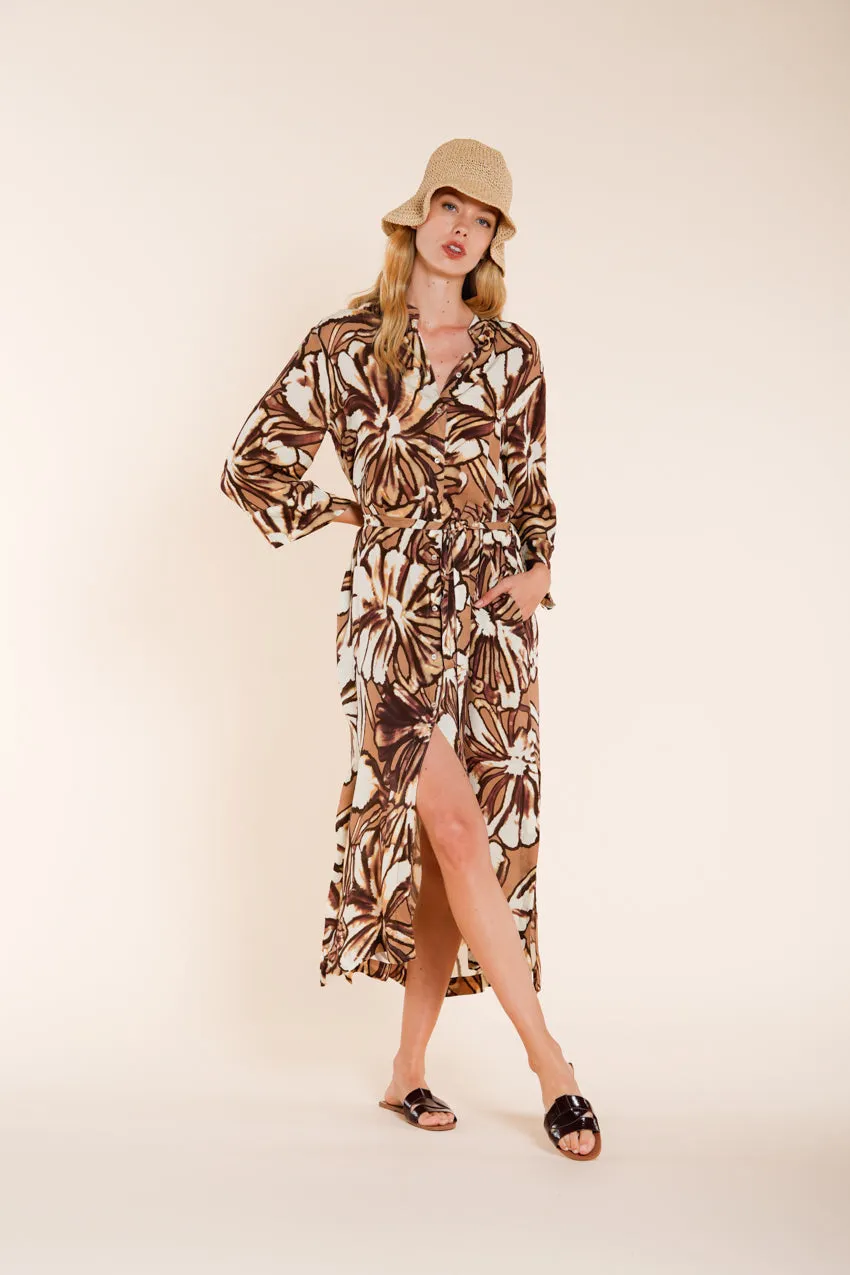 Mason's Colette Dress New abito beige fiori rayon
