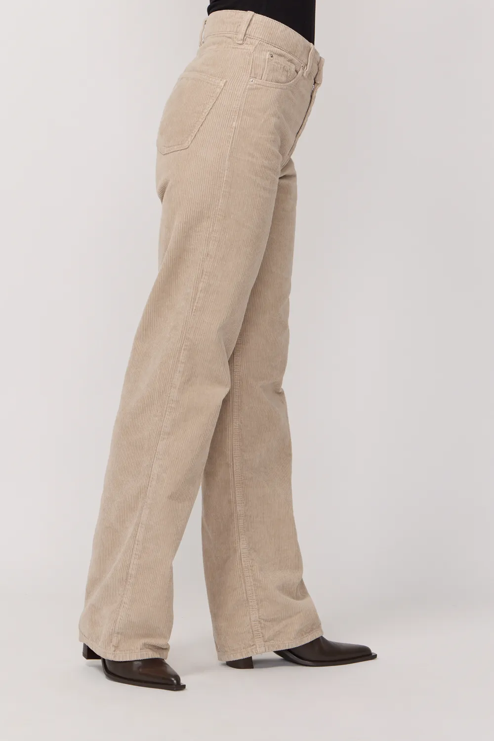acquaverde Richie pantaloni velluto Beige vita alta