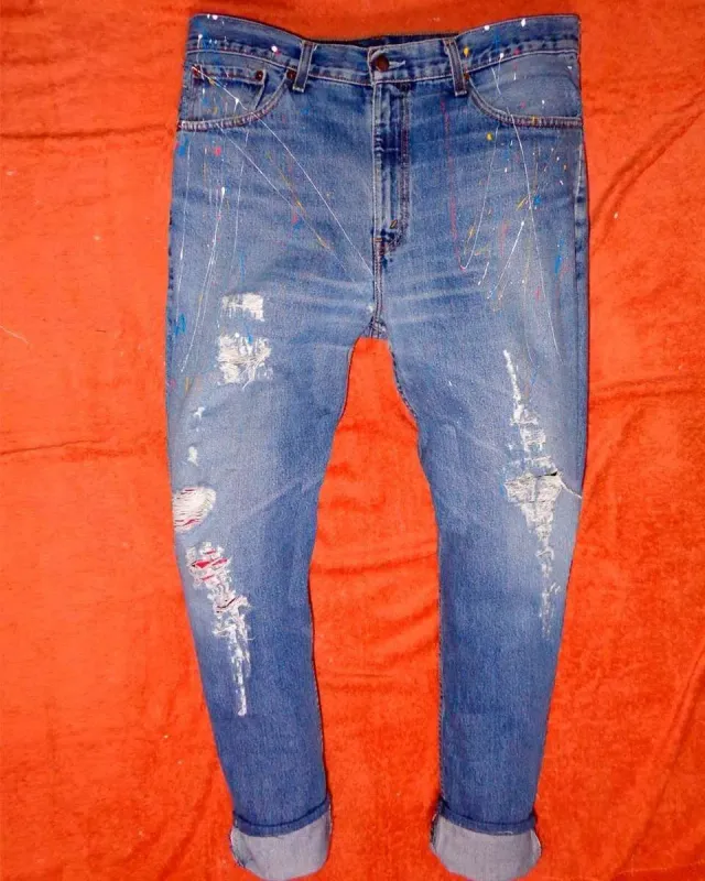 Levi's Vintage Medio Destroyed jeans vernice colorata