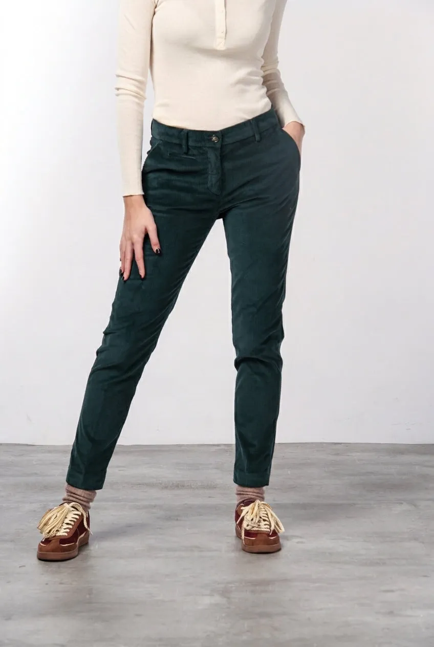 Mason's New York Slim pantalone chino verde scuro velluto