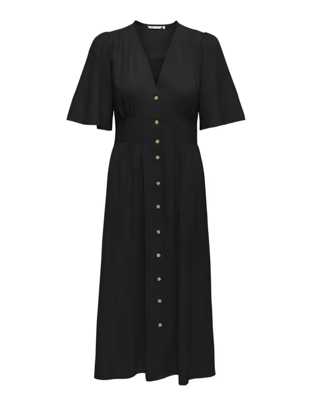 ONLY Onltizana vestito midi donna nero scollo tondo