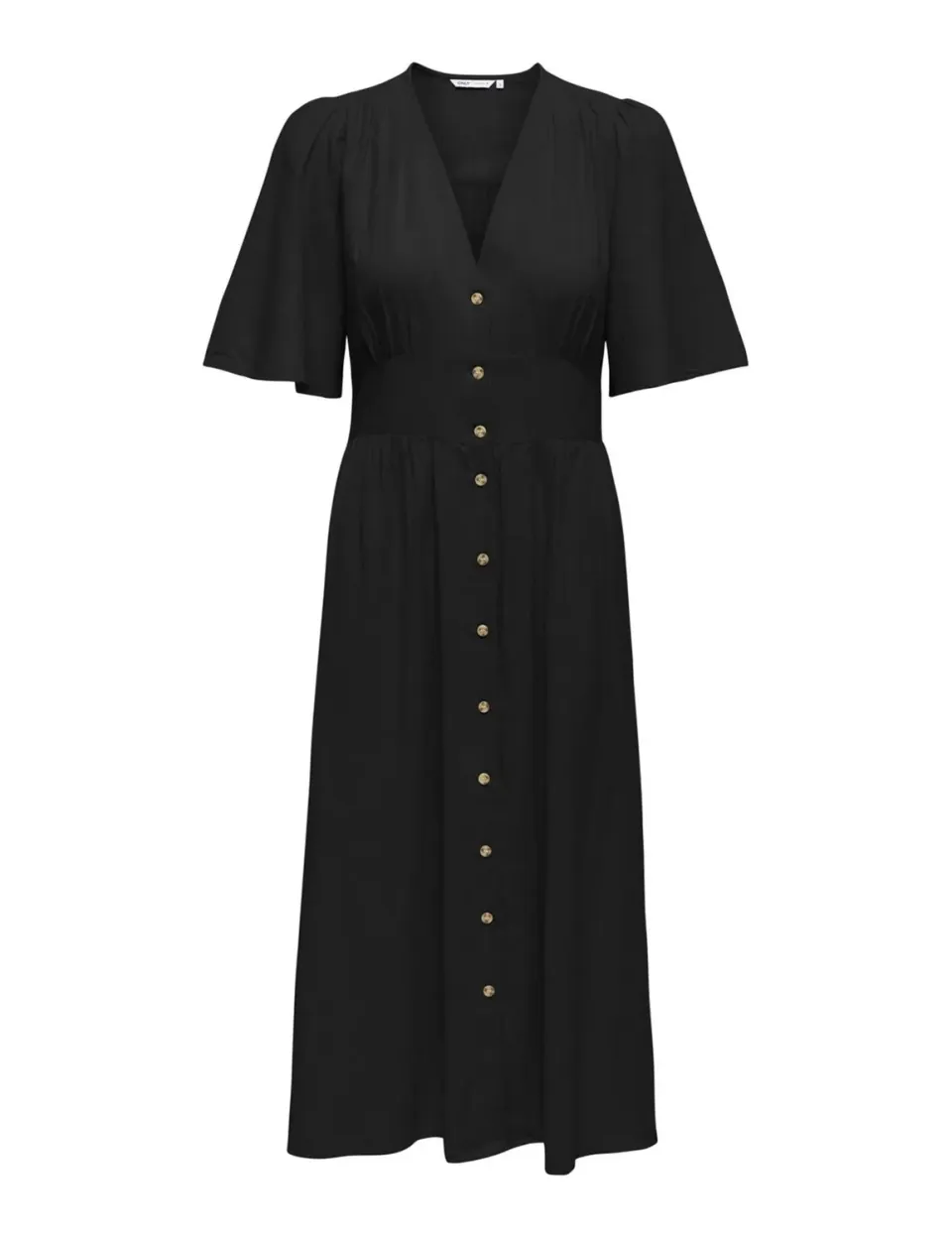 ONLY Onltizana vestito midi donna nero scollo tondo