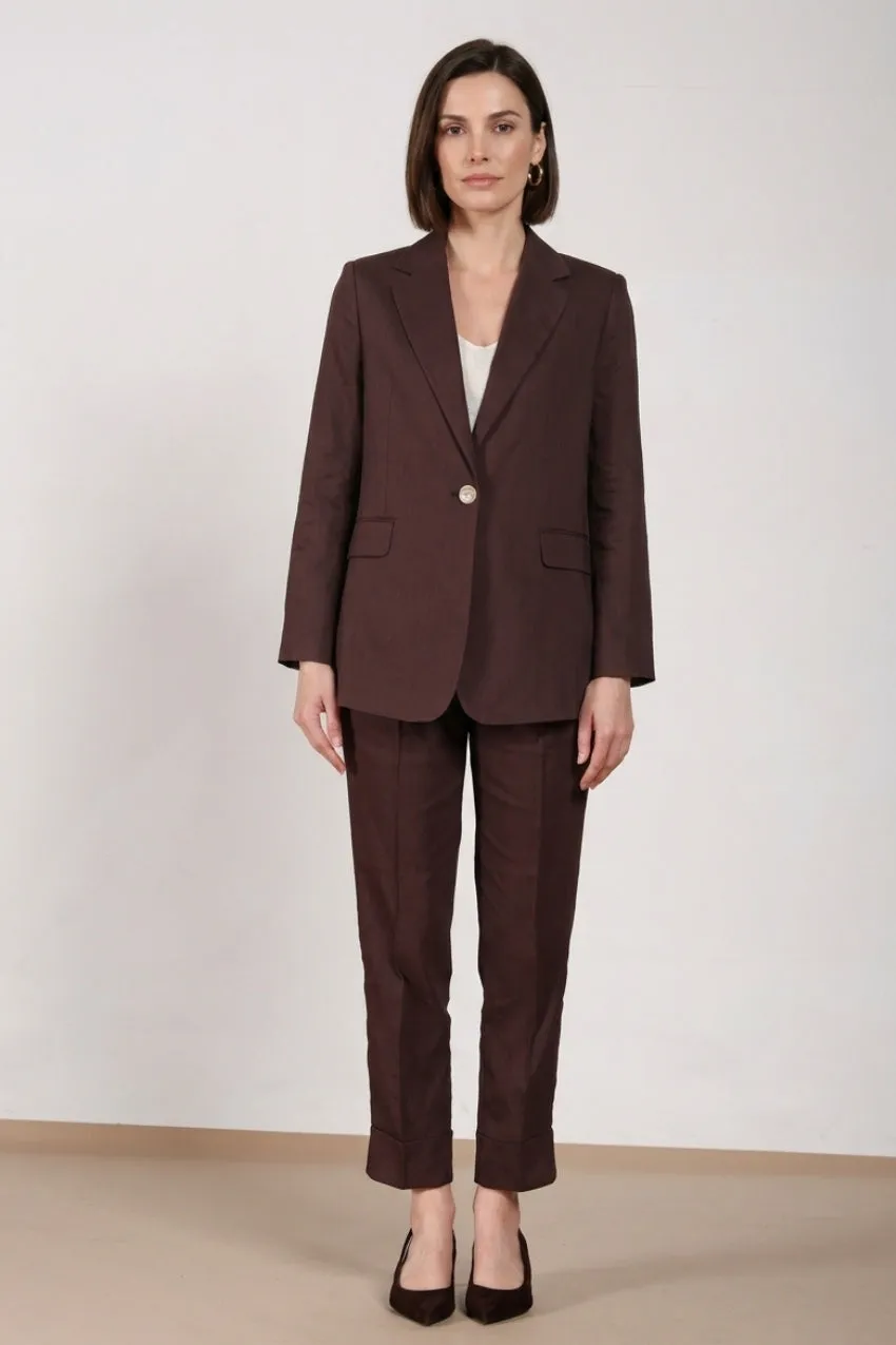 Mason's Irene blazer donna lino viscosa marrone testa di moro