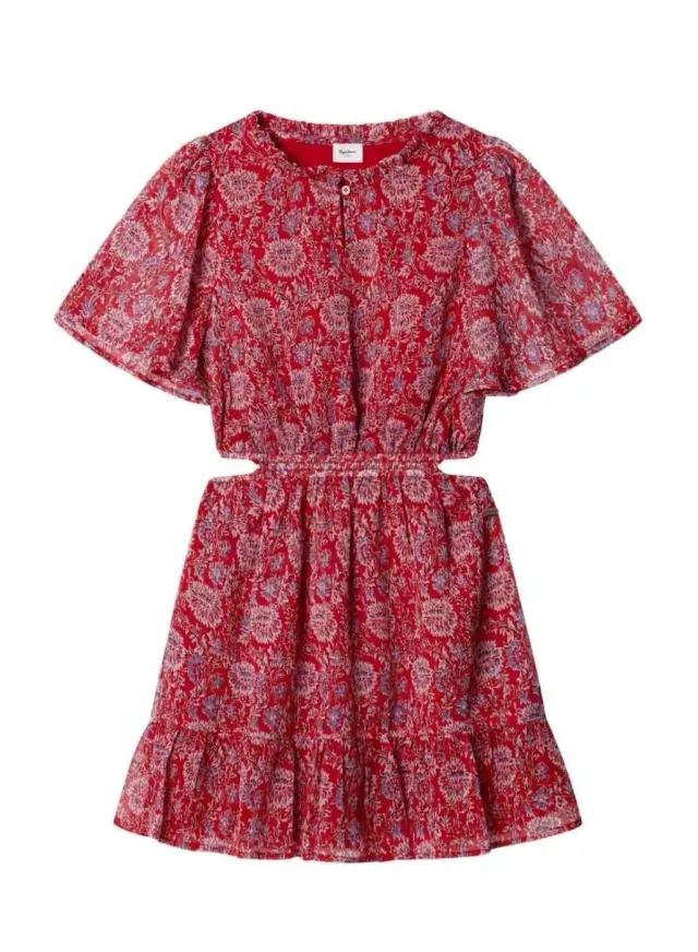 Pepe Jeans Iliana vestito bambina 10 anni chiffon stampato