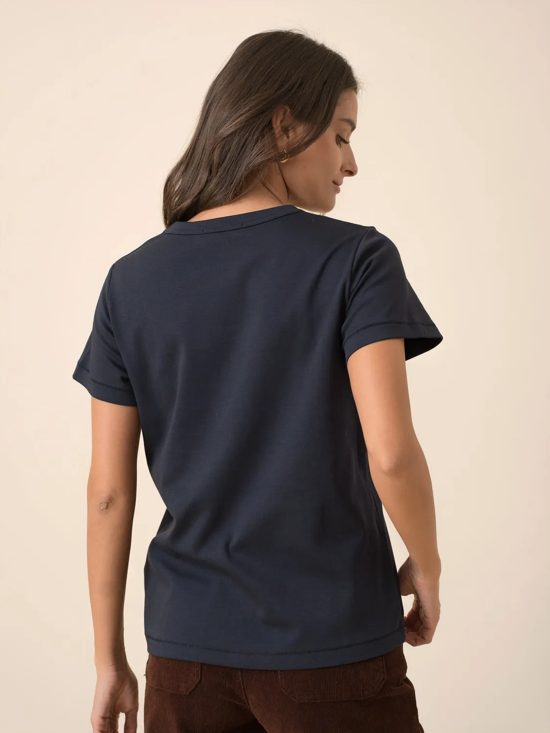 Oraije Oni t-shirt cotone blu marine tinta unita