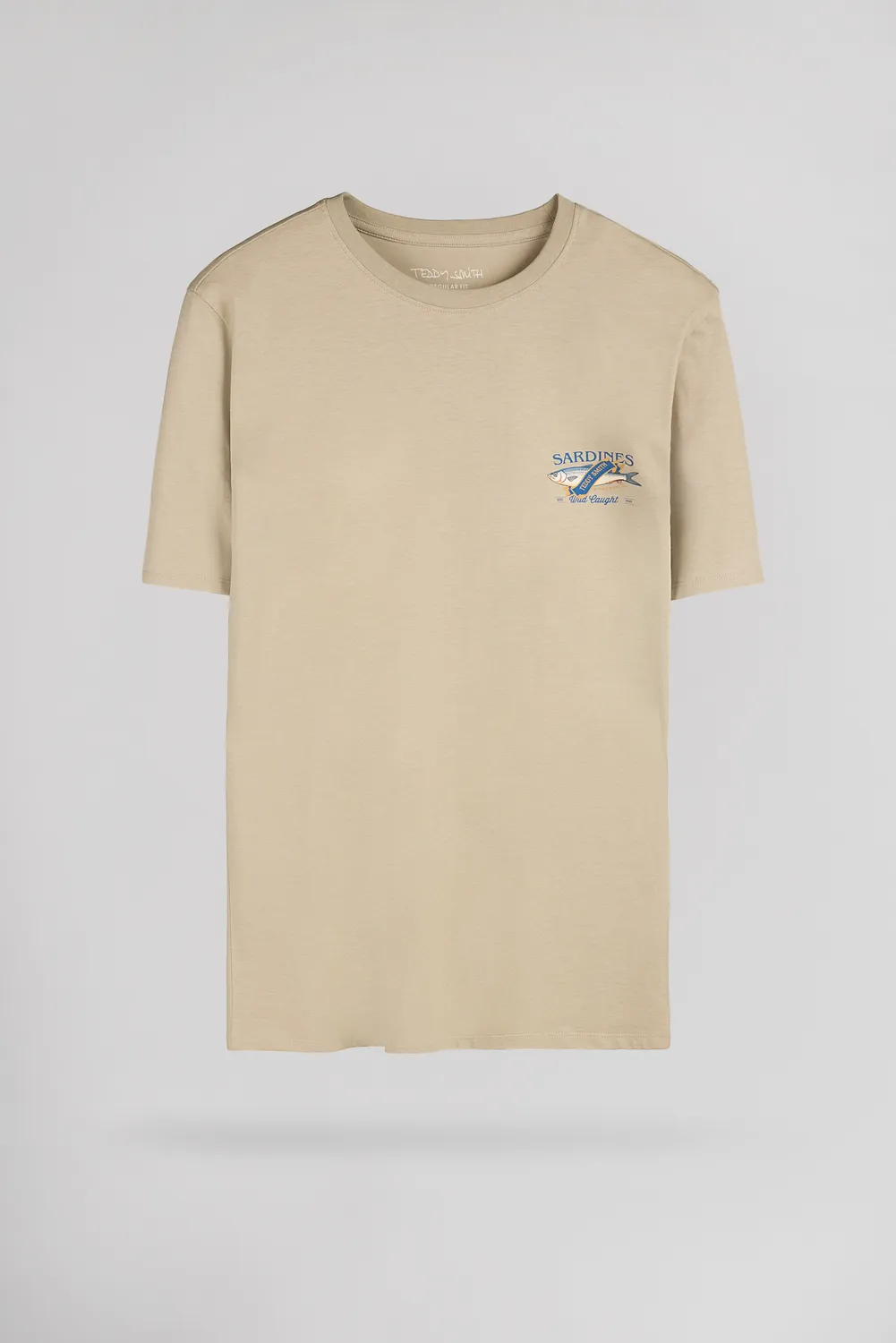 Teddy Smith T-Fish T-Shirt Uomo Beige Girocollo Stampa