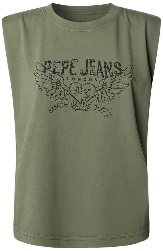 Pepe Jeans Bertha t-shirt donna bianca senza maniche cotone