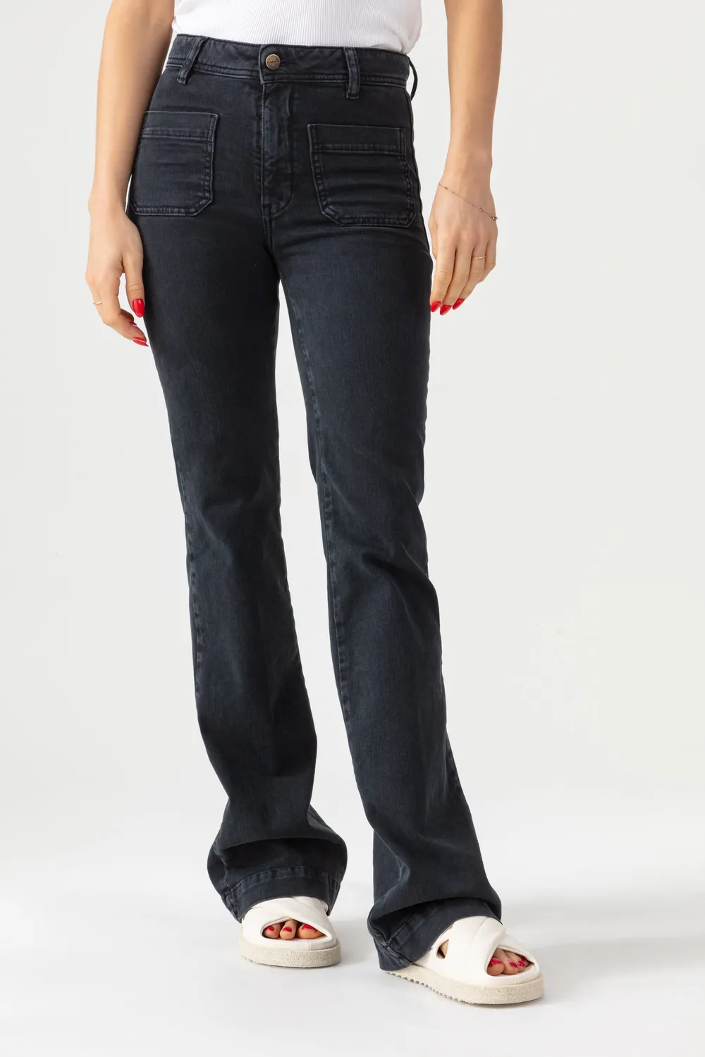 Acquaverde Charlotte pantaloni bootcut Black Stone vita media