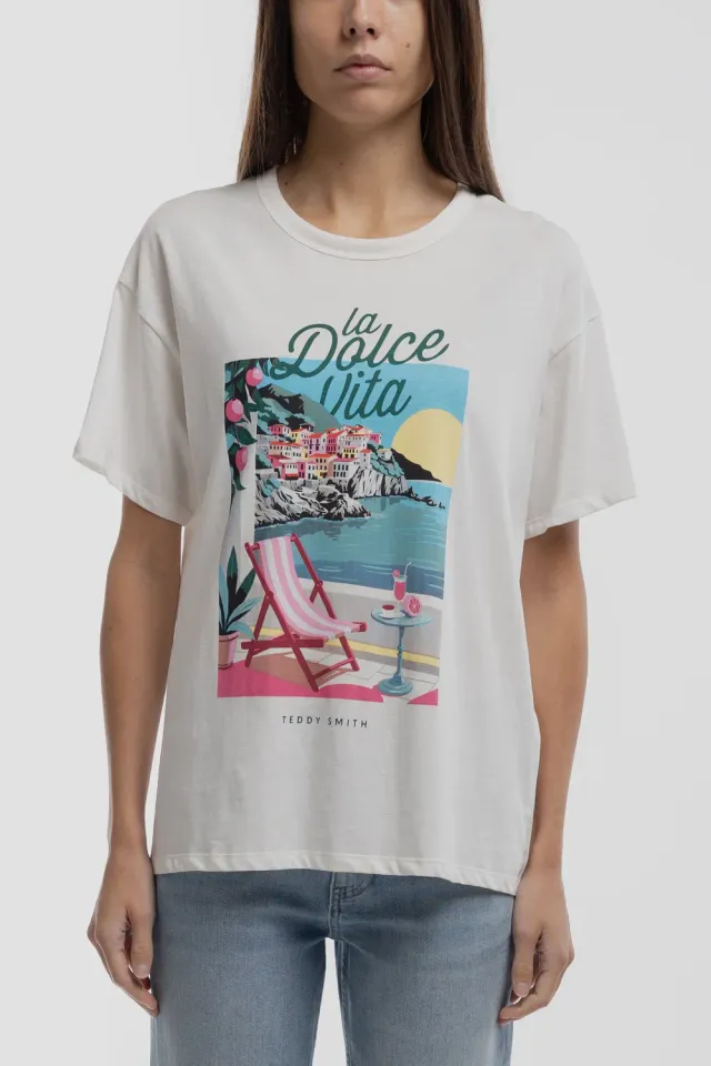Teddy Smith T-Positano t-shirt oversize donna white
