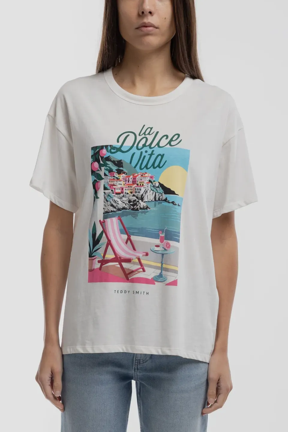 Teddy Smith T-Positano t-shirt oversize donna white