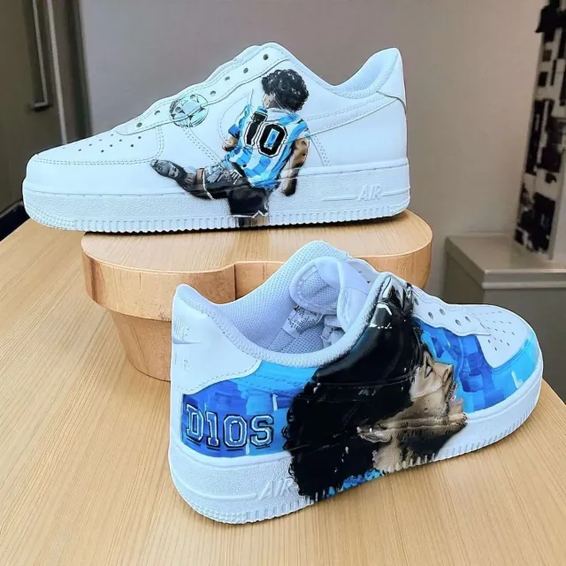 Never Say Never Air Force 1 D10S Maradona Sneakers Dipinte Mano