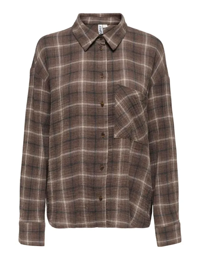 ONLY Onlfajan camicia a scacchi donna XL manica lunga