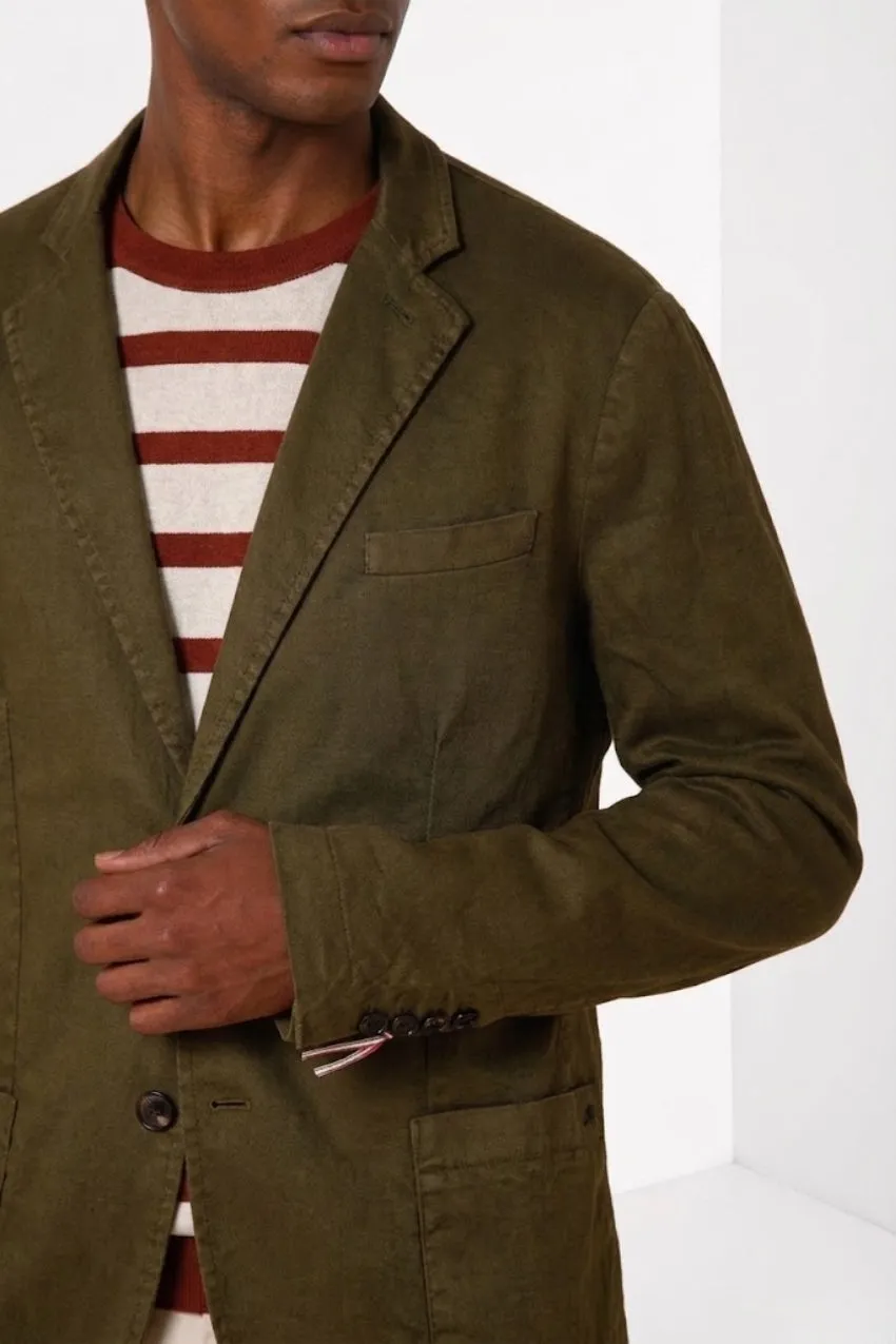 Mason's Da Vinci blazer verde bosco lino cotone