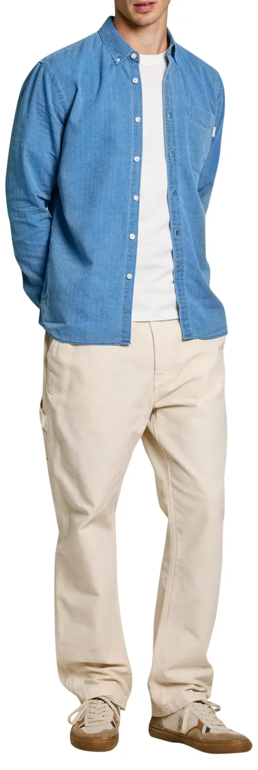 Pepe Jeans Maison Camicia Uomo M Oxford Indaco