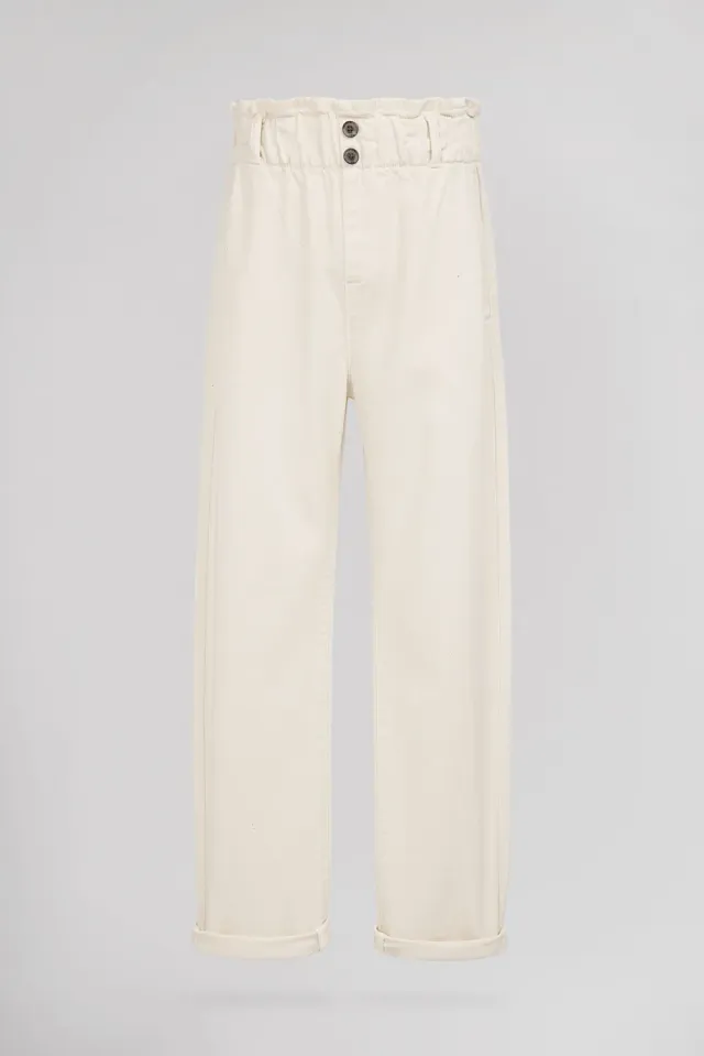 Teddy Smith P-Paperbag Jr pantaloni bianco vita alta