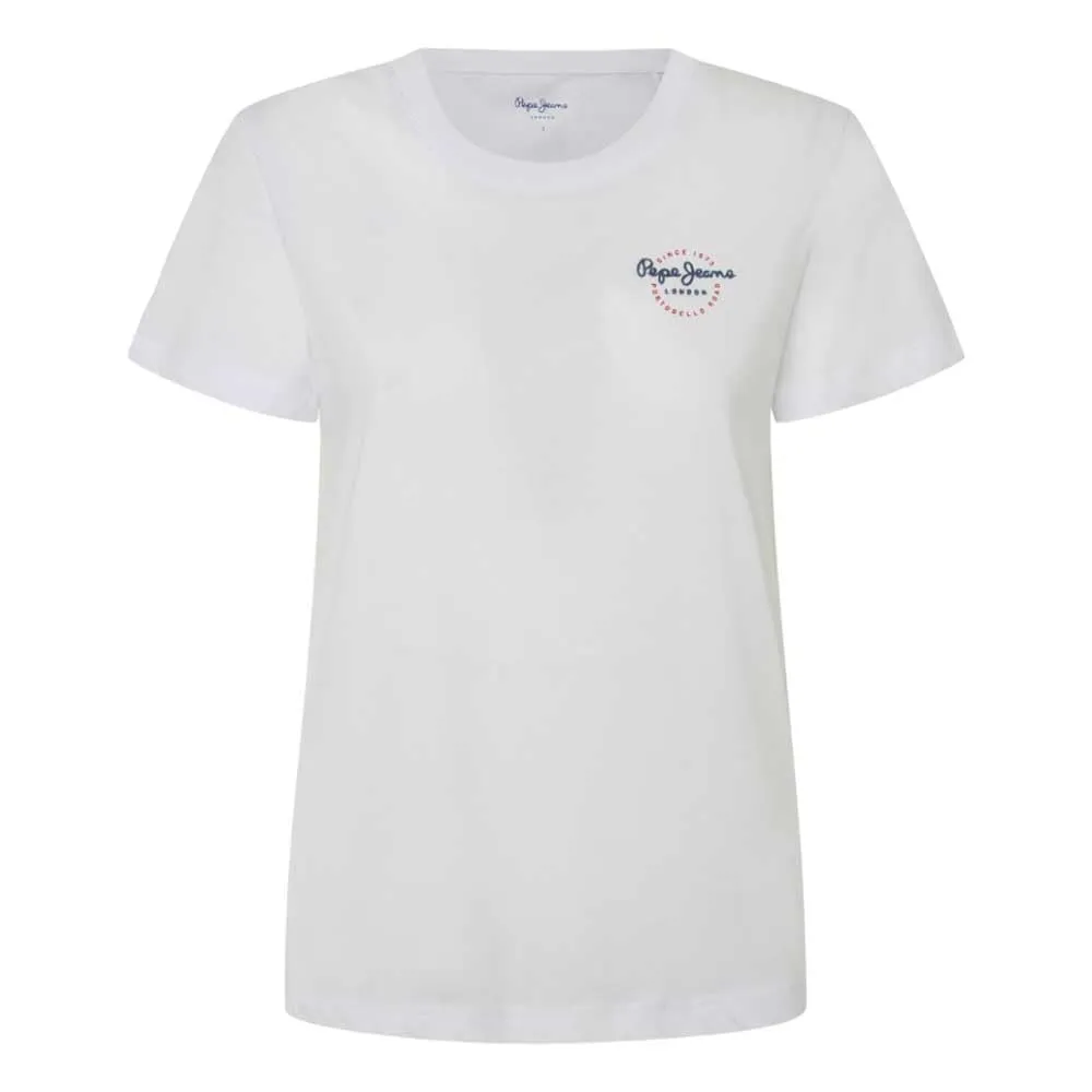 Pepe Jeans Gabriela T-Shirt Donna Bianca Logo Petto
