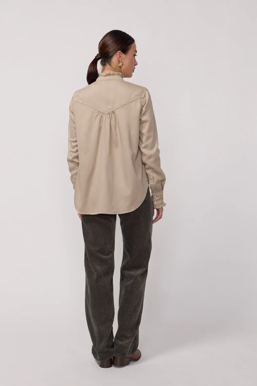 acquaverde Gaby camicia Argile collo volant