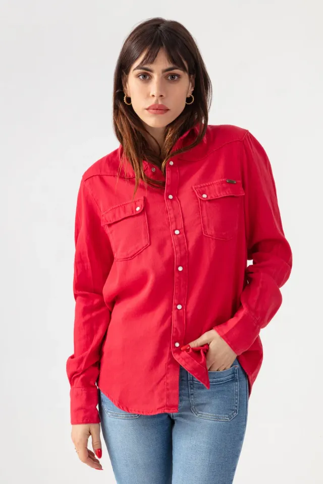 Acquaverde Clyde camicia rosa indien western