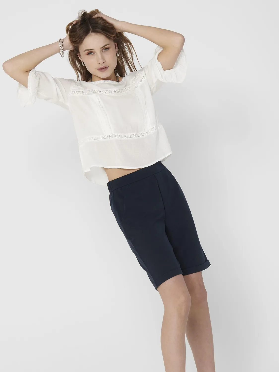 ONLY Onlanemone 3/4 camicia donna Cloud Dancer 40 ricamata