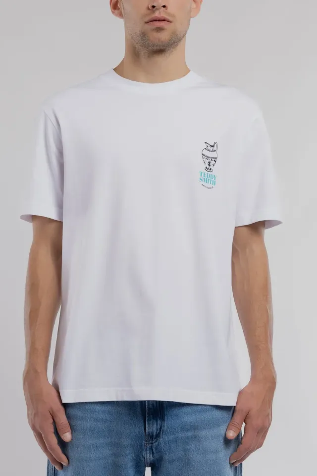 Teddy Smith T-Bis t-shirt uomo bianca vestibilità ampia