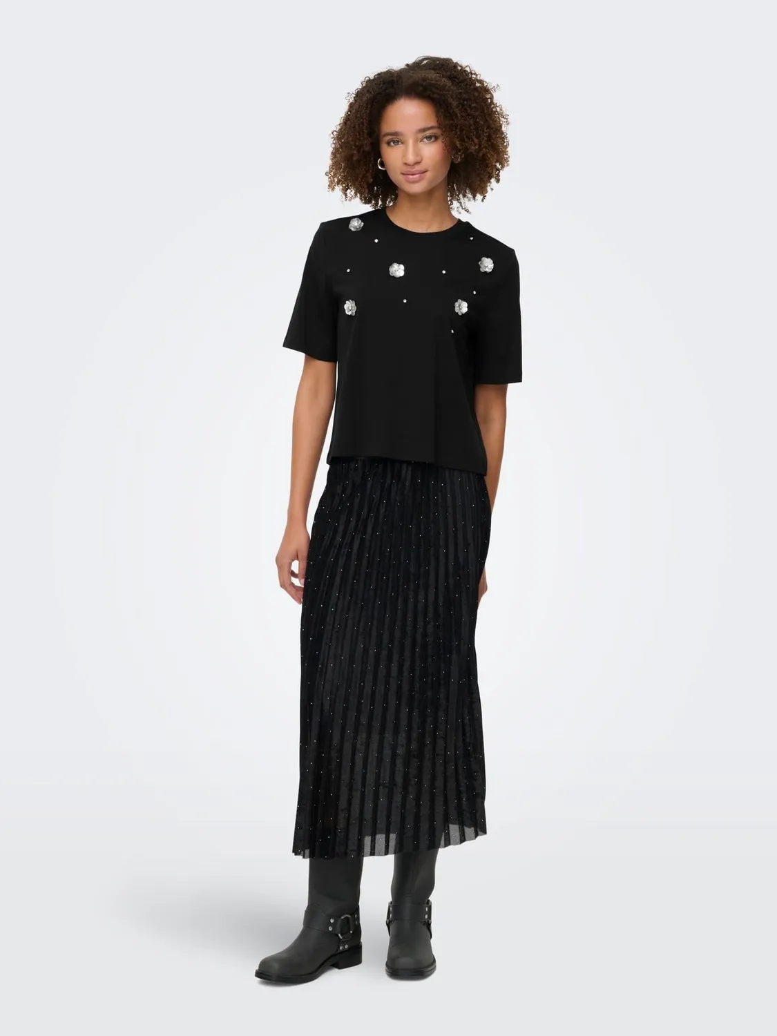 ONLY Onlsilvia Top Maniche Corte Nero