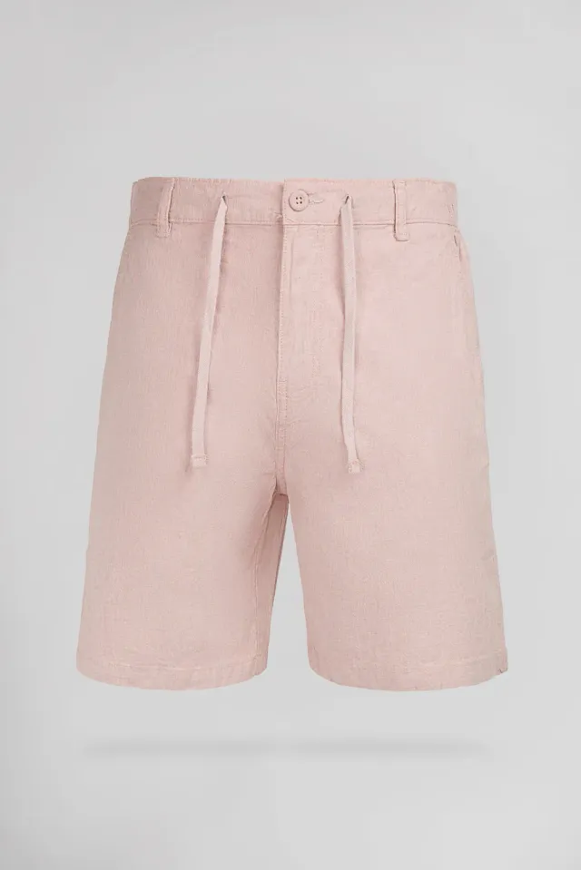 Teddy Smith S-Linen Short Uomo Rosa Pastello Lino