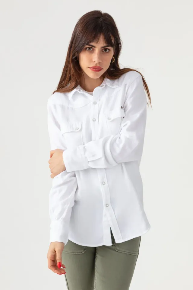 acquaverde Clyde camicia bianca western