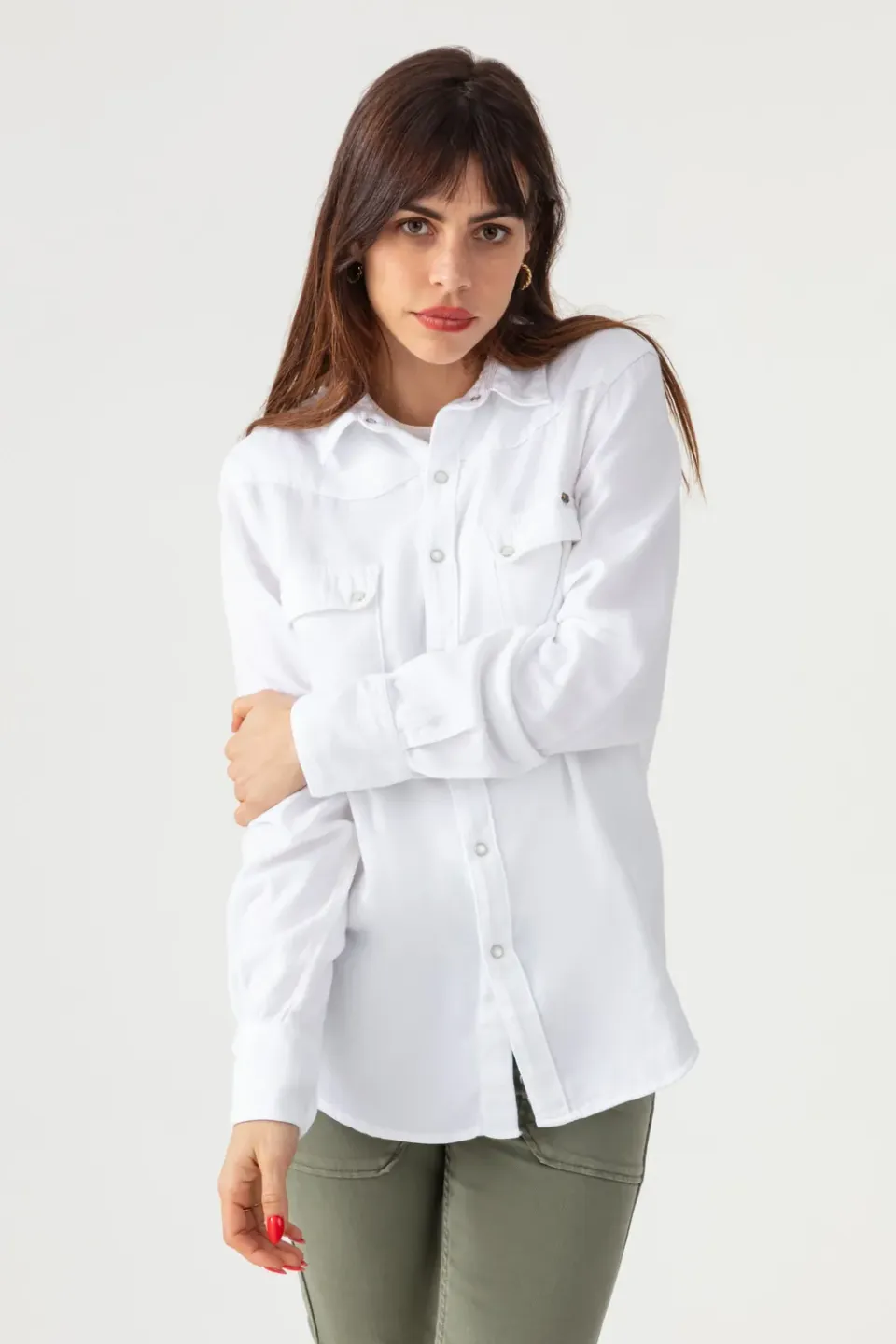 acquaverde Clyde camicia bianca western