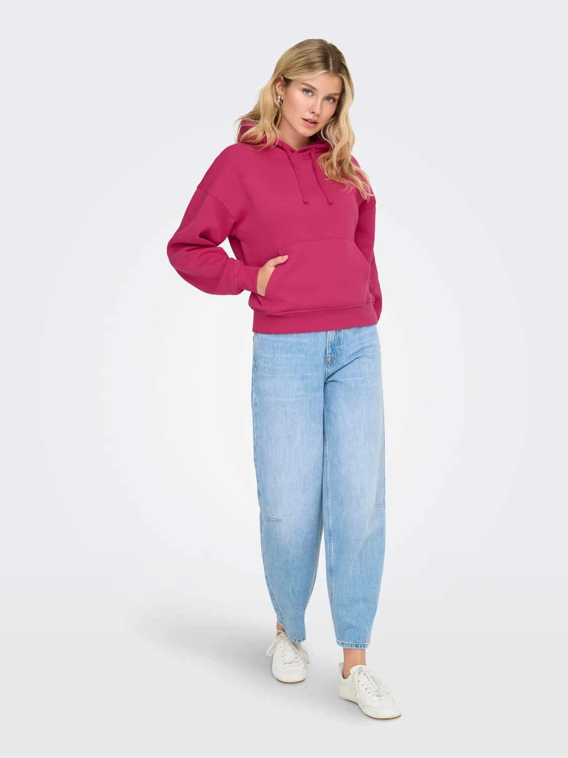ONLY Onlbest felpa cappuccio donna rosso vivo