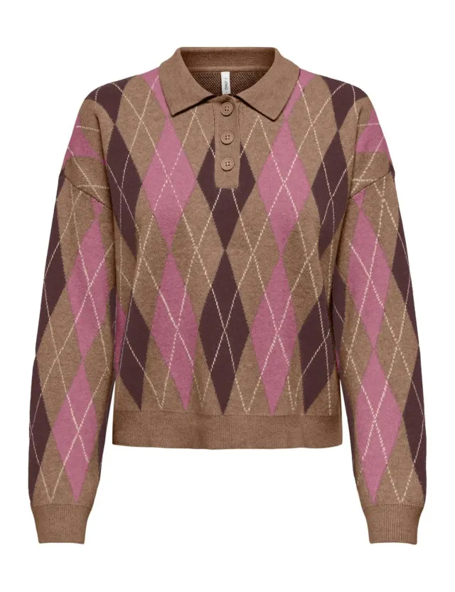 ONLY Onlibi Polo maglia a quadri manica lunga