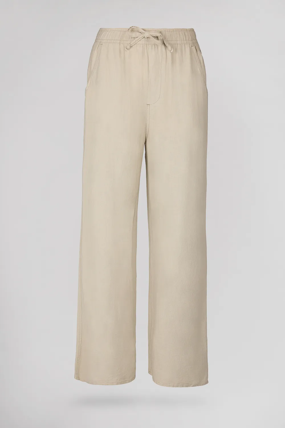 Teddy Smith P-Joan Wide Pantalone Donna Lino Beige Gamba Larga