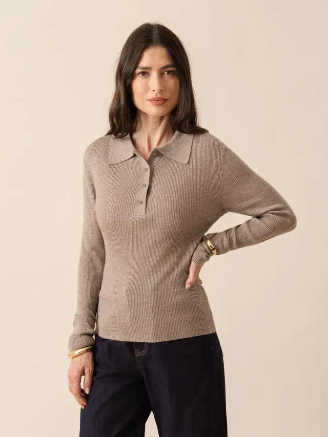 Oraije Céline polo bianco maniche lunghe