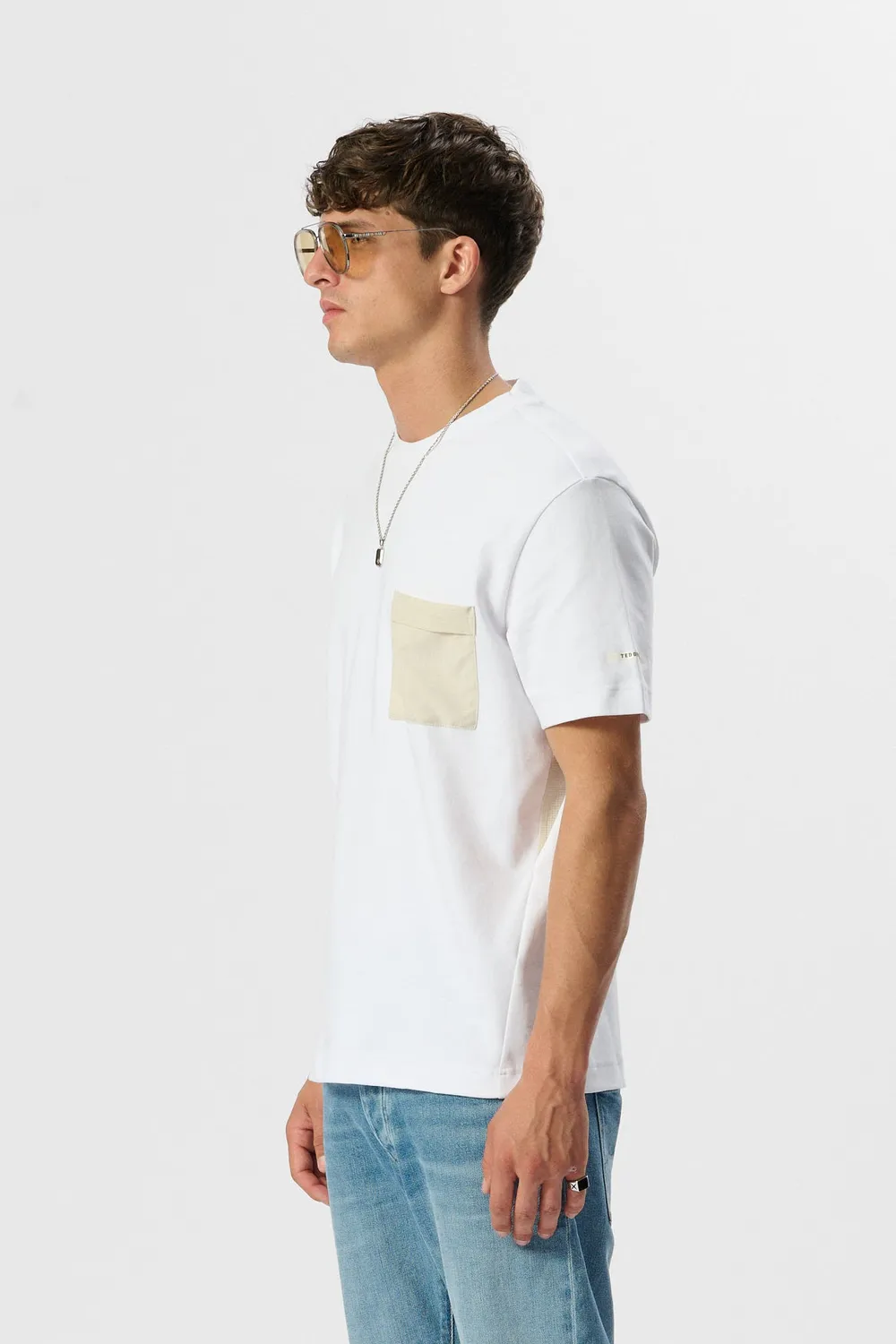 Teddy Smith T-Fergus MC t-shirt bianco tasca nylon