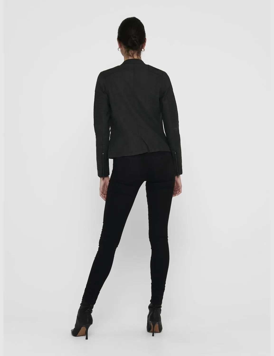 Only Ava Biker giacca donna similpelle nera cerniera