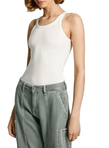 Pepe Jeans Eliel Canotta Donna Verde cotone costine