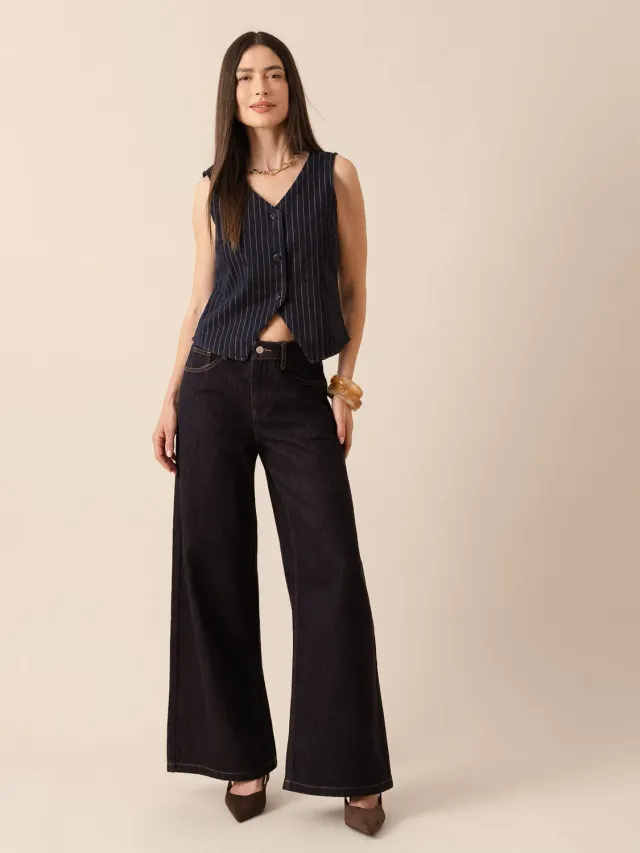 Oraije Giovani jeans palazzo grezzo gamba larga