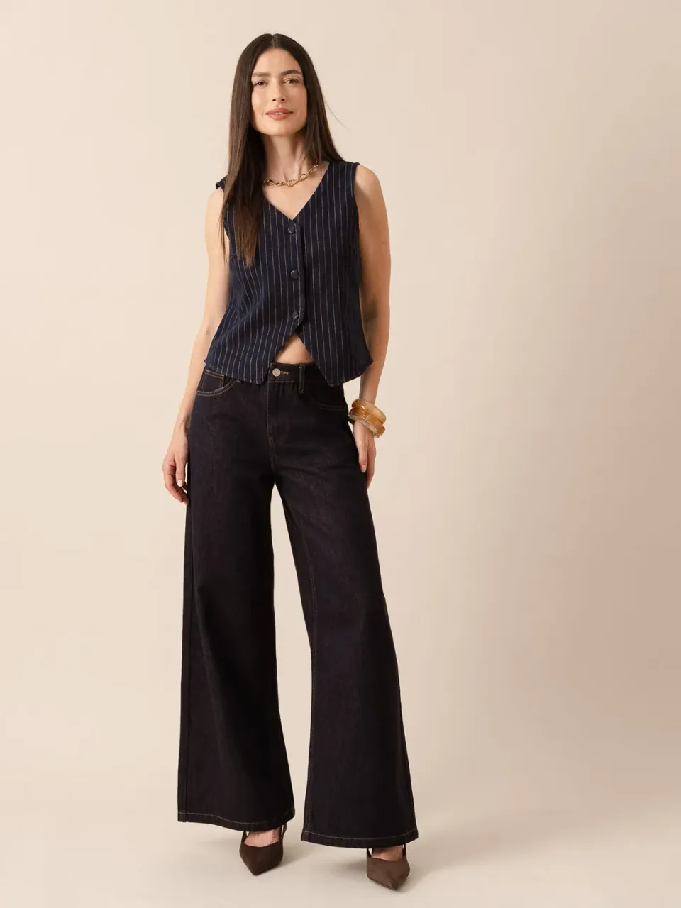 Oraije Giovani jeans palazzo grezzo gamba larga