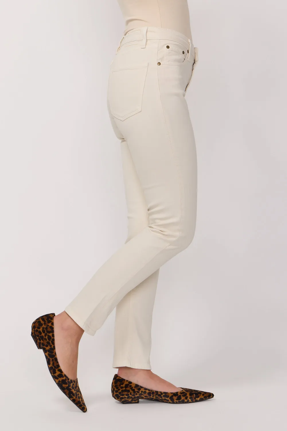 acquaverde Crystal Cream jeans slim vita media