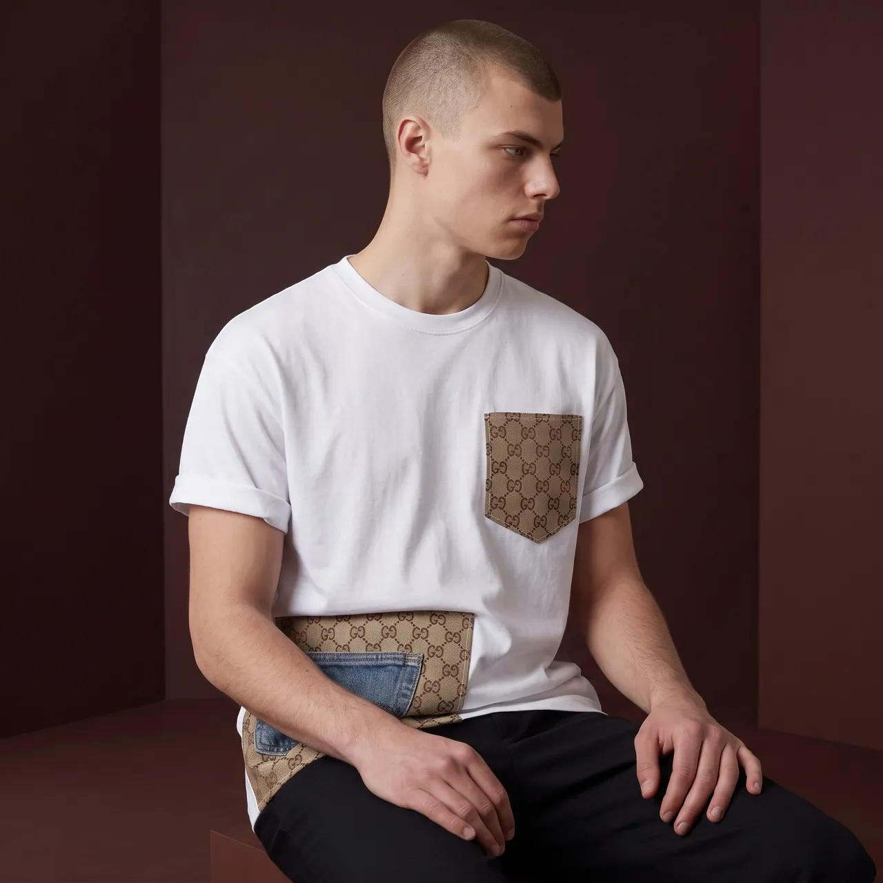 Never Say Never T-shirt Concept Denim tema Gucci blu