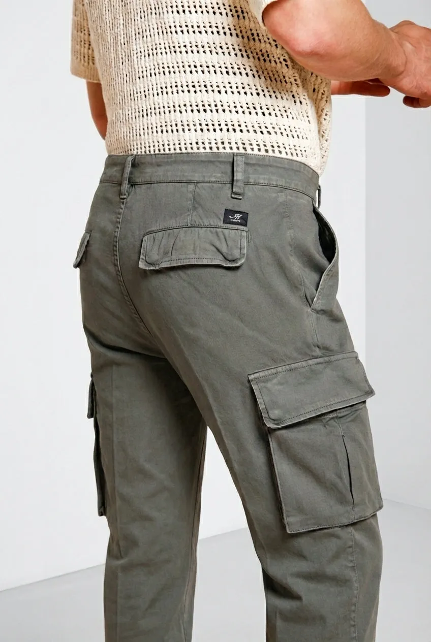 Mason's Chile Cargo Uomo Raso Verde Militare Extra Slim