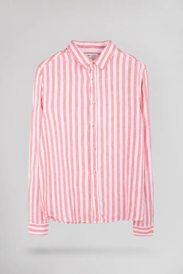 Teddy Smith C-Linen Camicia Uomo Lino Corallo