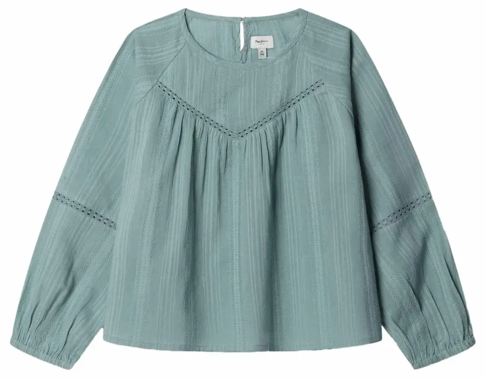 Pepe Jeans Heloise Camicia Bambina Cotone Blu Navy Pizzo
