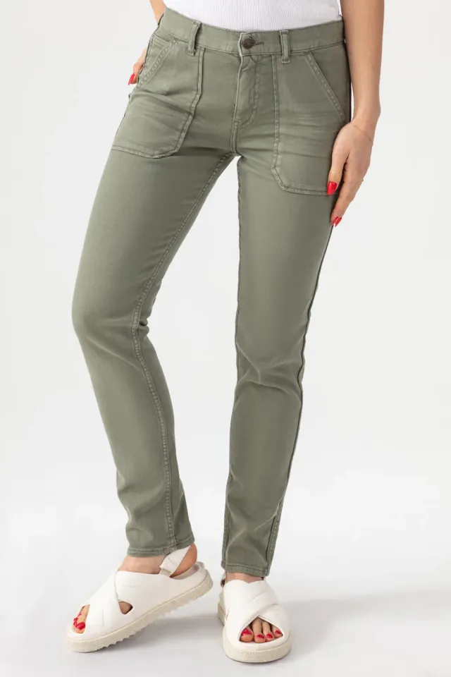 Acquaverde Pierce pantaloni kaki vita media caviglia