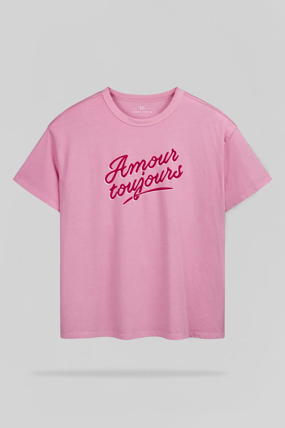 Teddy Smith T-Amour MC T-Shirt Rosa Bonbon Oversize Donna