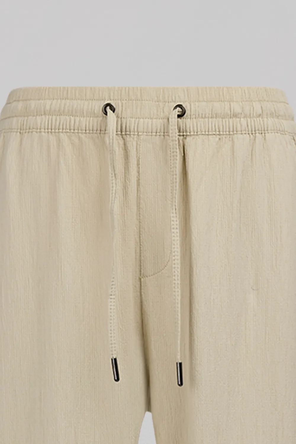 Teddy Smith Seersucke Pantalone Donna Grege Slim