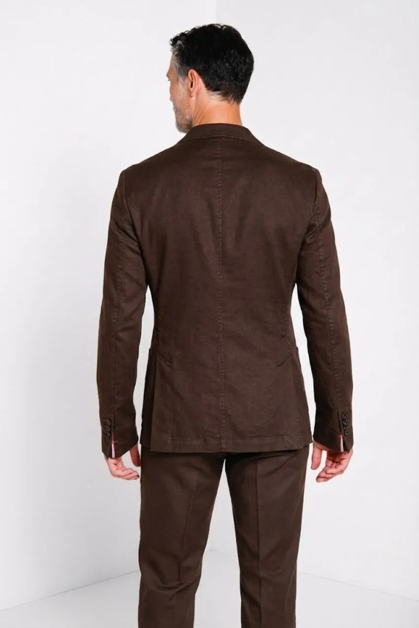 Mason's Da Vinci blazer uomo twill lino marrone
