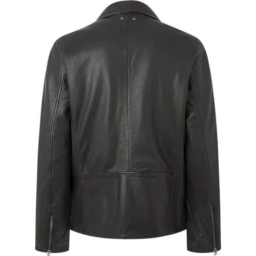 Pepe Jeans Valen Giacca Pelle Uomo M Nera Biker