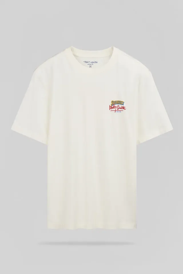 Teddy Smith T-Breakfast t-shirt uomo bianca stampa diner