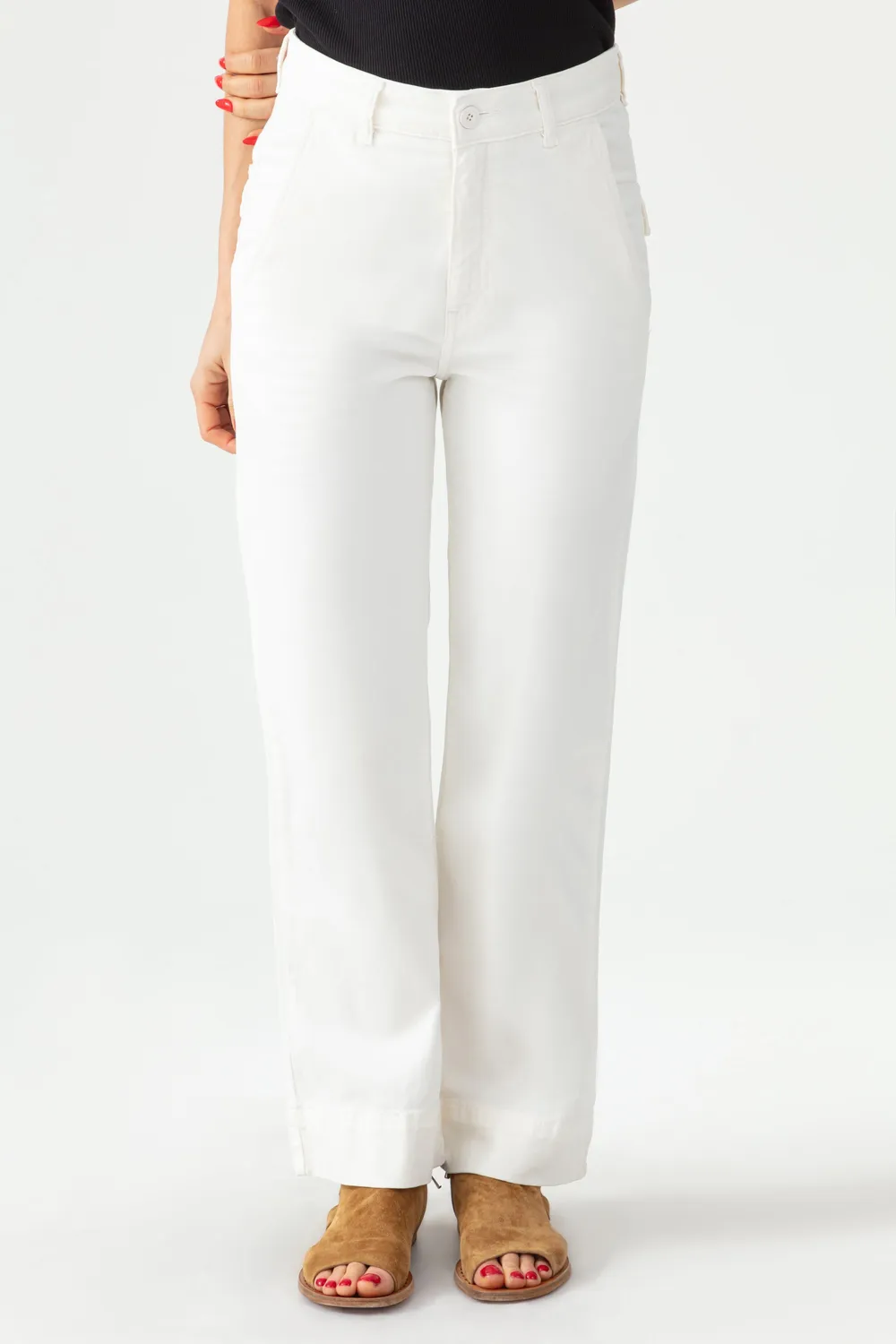 Acquaverde Paltrow pantalone 7/8 off white vita alta